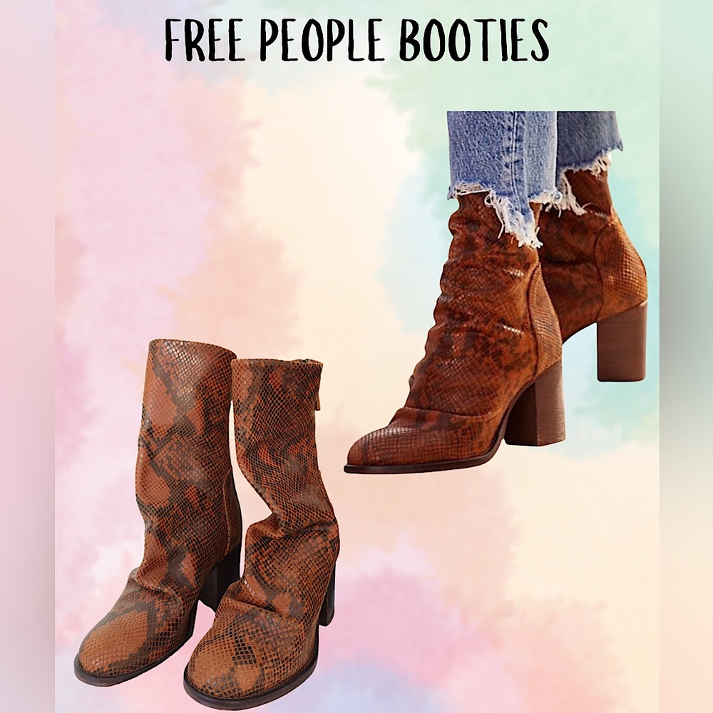 Free People Elle Block Heel Boot Snakeskin